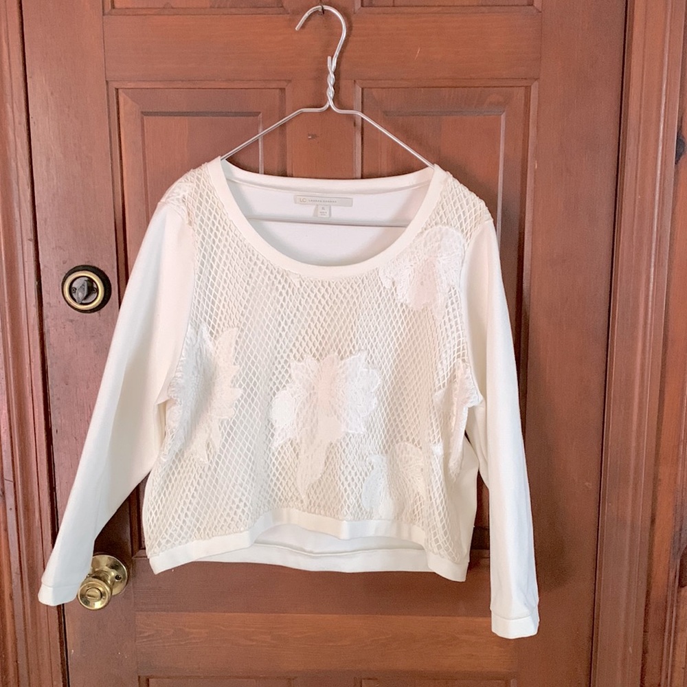 White Lauren Conrad cropped knit sweater